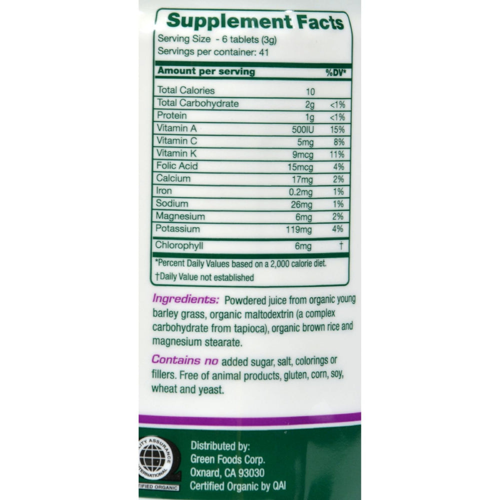 Green Foods Green Magma tablets highlight vegan gluten-free daily nutrition.