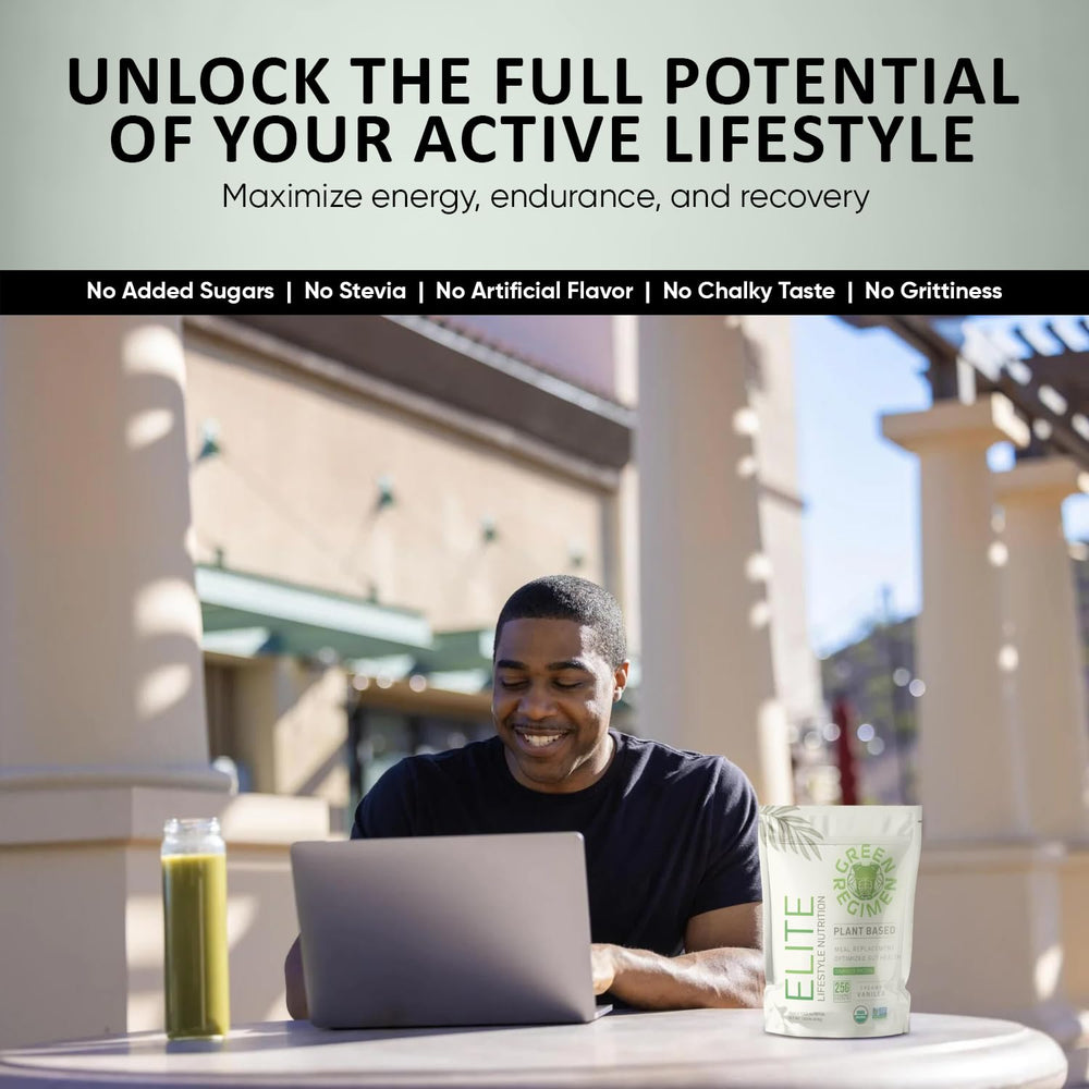 Green Regimen Elite container highlighting digestive enzymes included