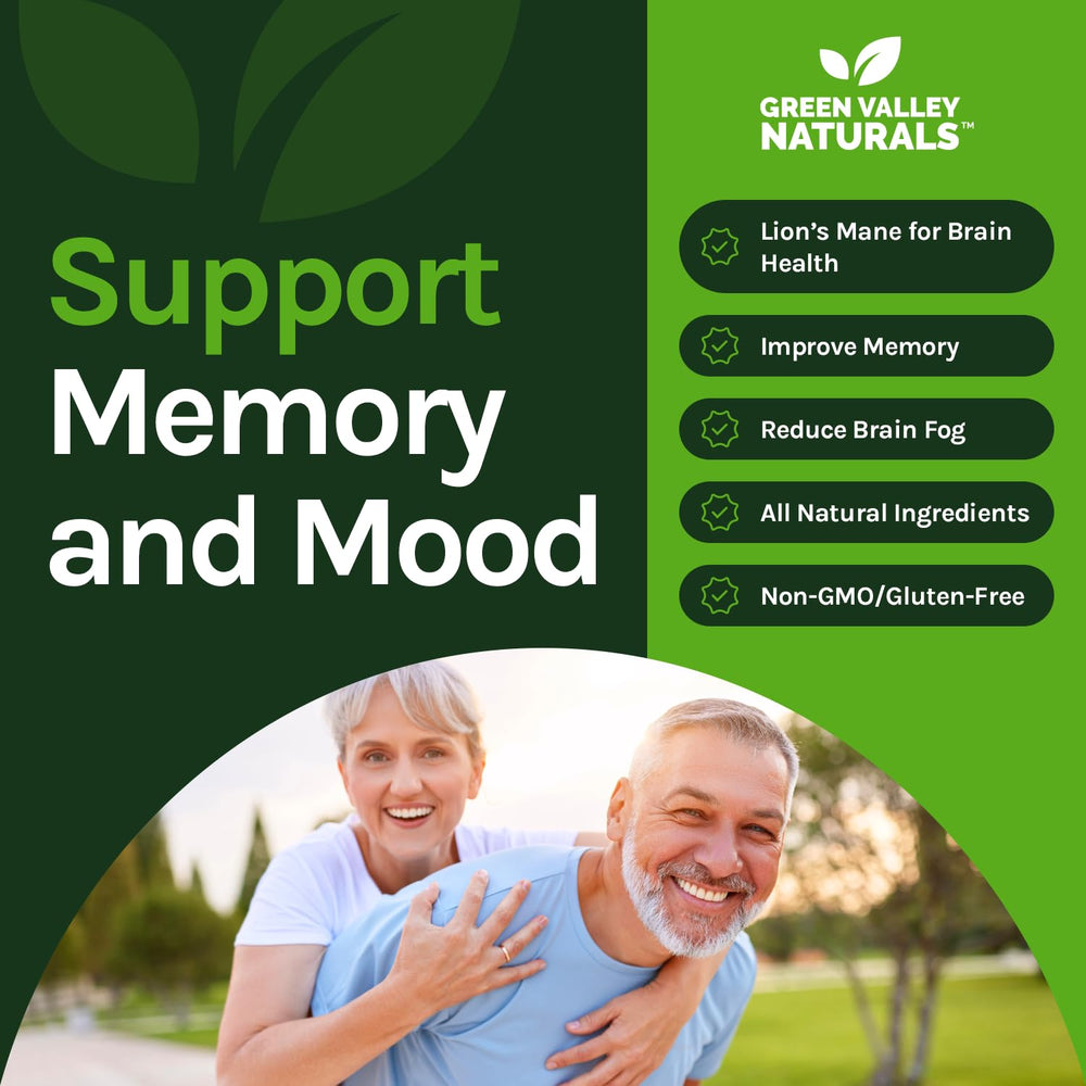 Green Valley Naturals 30-capsule pack for convenient daily brain health supplementation.