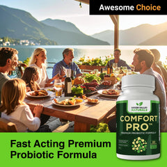 Zinc-boosted ComfortPro probiotic blend supports a healthy gut environment.