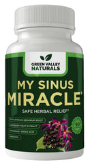 Green Valley Naturals My Sinus Miracle bottle on a clean surface, supporting sinus clarity.