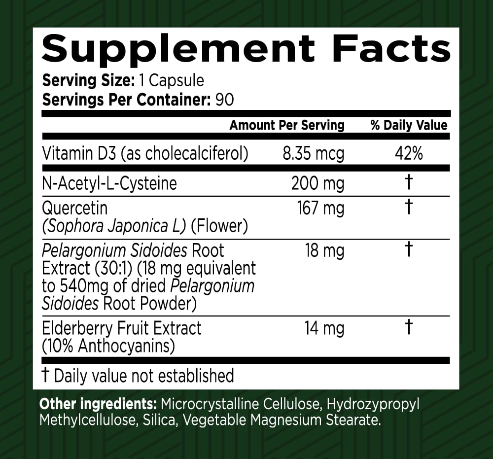 Green Valley Naturals My Sinus Miracle packaging, showcasing Elderberry and Quercetin immune support.