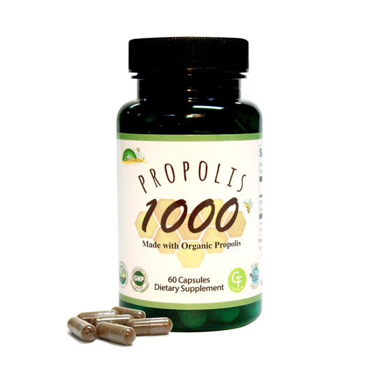 Greenbow Propolis bottle with 60 vegan capsules for daily use.