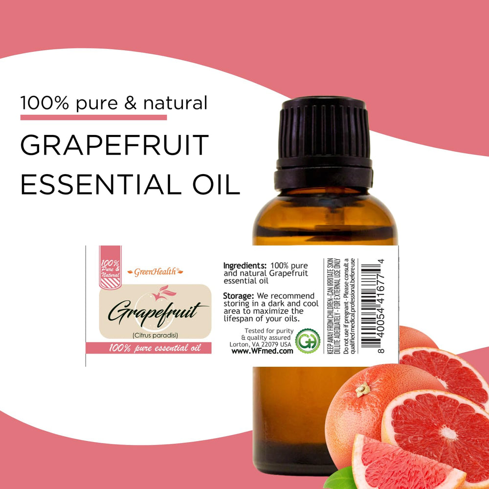 GreenHealth grapefruit aromatherapy diffuser use, uplifting citrus notes for mood.