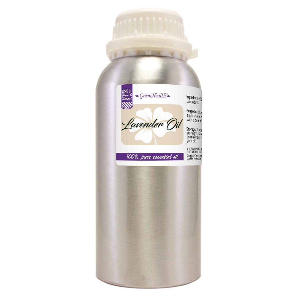 GreenHealth Lavender Essential Oil in aluminum bottle, ideal for diffusion and long-term storage.
