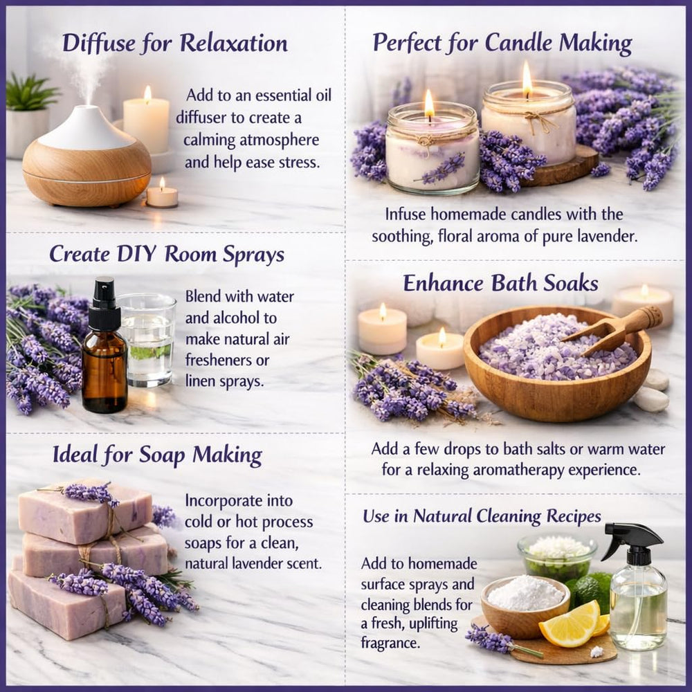 GreenHealth lavender oil for candle making with calming floral notes.
