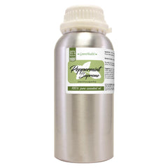 GreenHealth peppermint oil bottle 16oz close-up, ideal for diffusers and aromatherapy rituals.