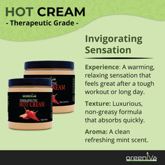 GreenIVe Hot Cream showcasing heating and cooling sensation.