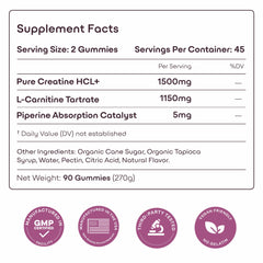 GreenLab Creatine HCL+ gummies logo seal, third-party tested for purity