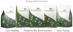 Eco-friendly GreenPacks packaging highlights biodegradable materials.