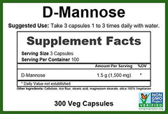 Close-up of GreenPacks D-Mannose capsules highlight vegetarian formula.