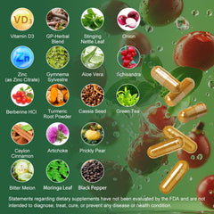 GREENPEOPLE berberine bottle highlighting green tea and artichoke ingredients