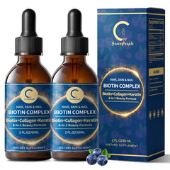 GreenPeople bottle of Liquid Biotin & Collagen Drops for high-potency hair and skin support.