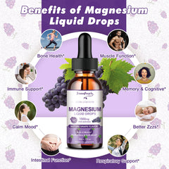 GREENPEOPLE Magnesium Glycinate Liquid Drops back label shows 5-in-1 benefits.