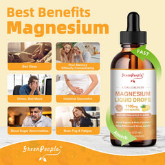 GREENPEOPLE magnesium liquid drops dosing spout with water for easy intake.