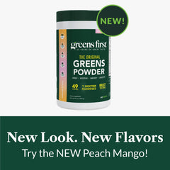 Greens First vegan non-GMO ingredients panel conveys transparent, clean label