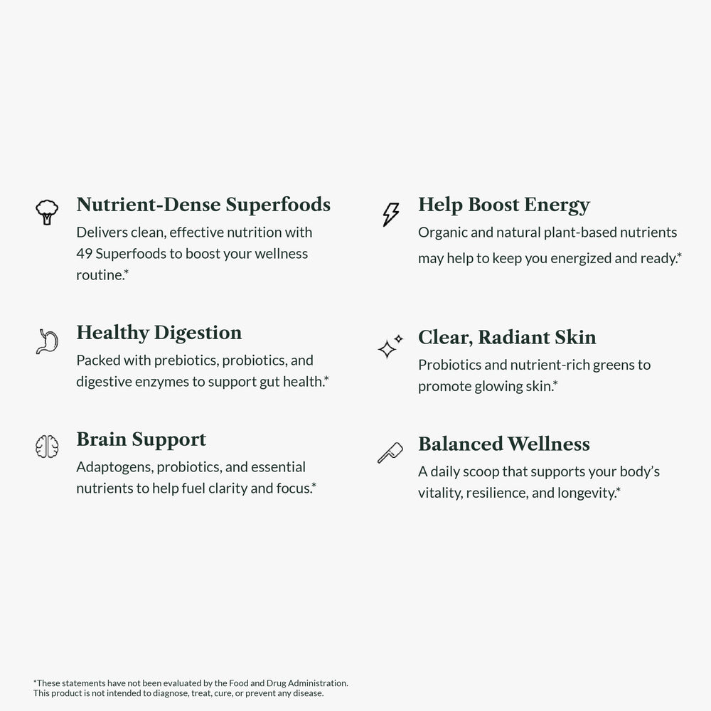 Greens First supplements with prebiotics, probiotics, and digestive enzymes for gut-friendly routines.