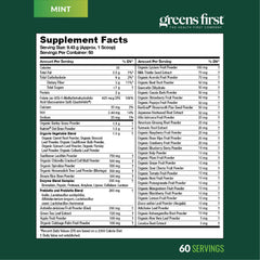 Greens First quick-mix no-clumps image demonstrates easy preparation.