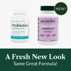 Greens First packaging shot emphasizes clean ingredients and transparent labeling.