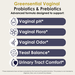 Greensential vaginal probiotics pill closeup shows capsules delivering 6 Billion CFU