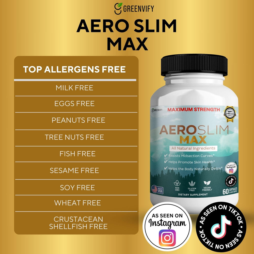 Aeroslim Max packaging shows USA-made GMP production
