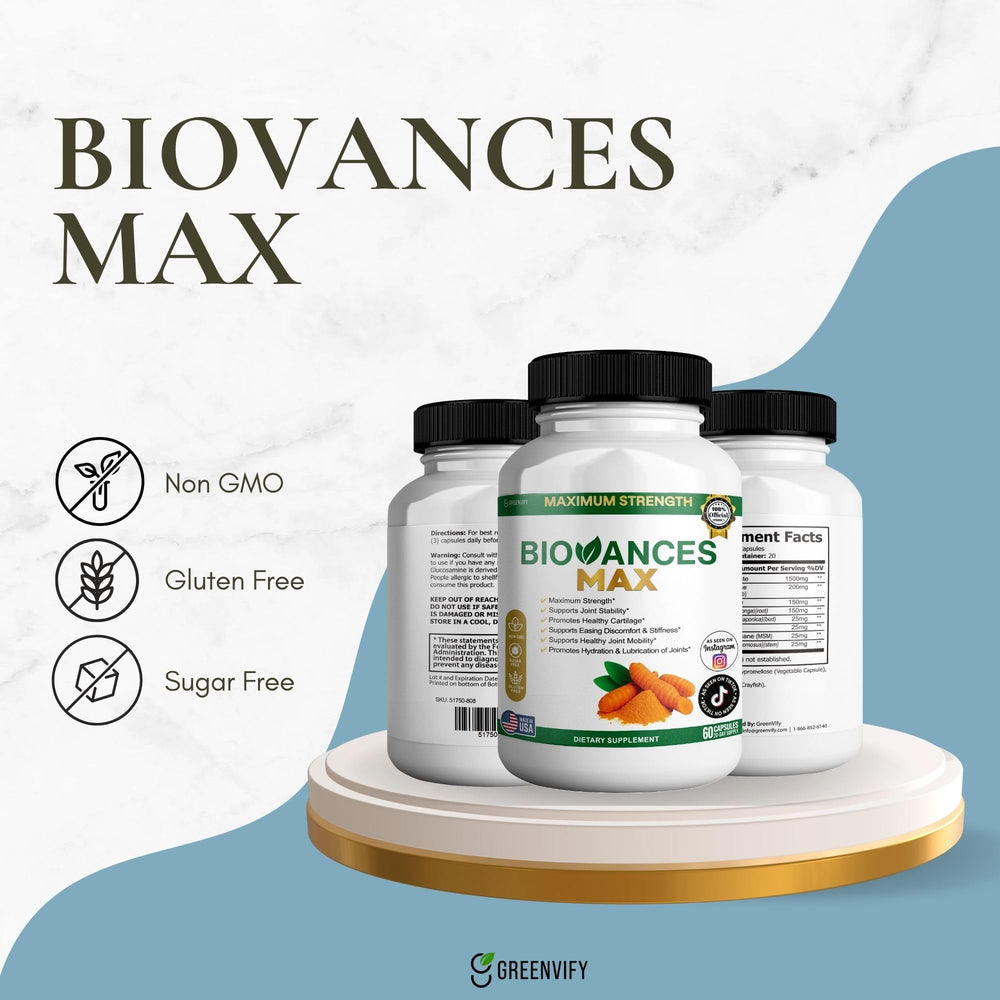 GREENVIFY Bioances Max pills visible for convenient daily routine