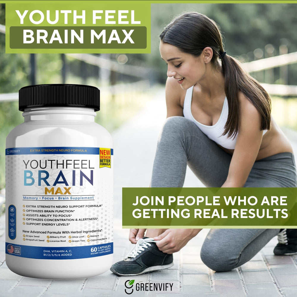 GREENVIFY Brain Max herbal blend image with antioxidant botanicals