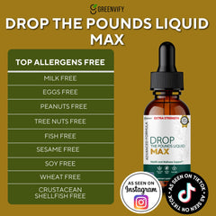 GREENVIFY Drop The Pounds Liquid pour showcasing convenient dosing.
