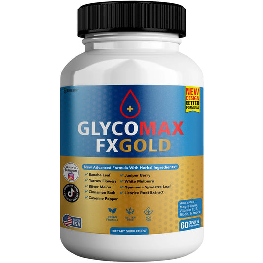 GREENVIFY Glyco Max Fx Gold bottle shows all-natural daily wellness formula.