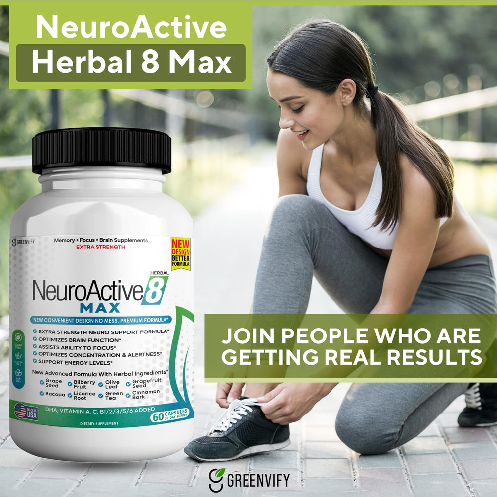 GreenVify NeuroActive 8 Max energy concept illustrating alert, steady focus