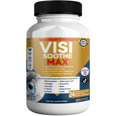 GREENVIFY Vision Soothe Max bottle displaying 24 herbal extracts for daily eye support.