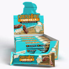 Grenade Carb Killa chocolate chip salted caramel bar, protein-rich snack for active days.