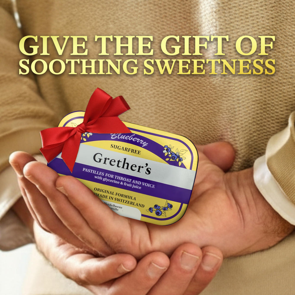 GRETHER'S Sugarfree Blueberry Pastilles packaging foil highlights resealable storage