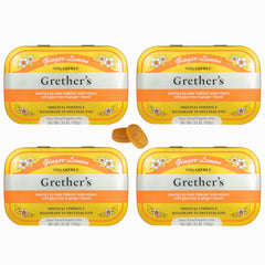 GRETHER'S ginger lemon pastilles in a compact pack front for dry mouth relief.