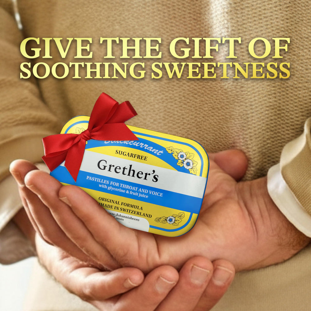 GRETHER'S sugarfree pastilles blueberry closeup - smooth, fruity sweetness for dry mouth
