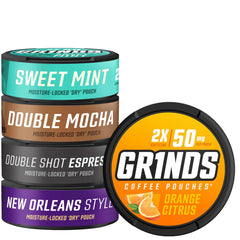GRINDS Double Mocha pouch for on-the-go energy and rich flavor.
