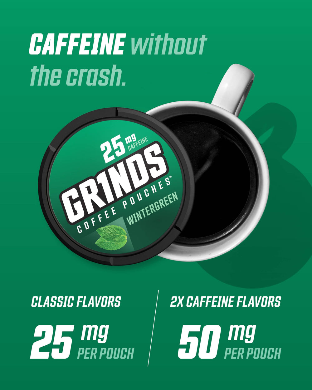 GRINDS Vanilla pouch delivering smooth flavor and daytime focus
