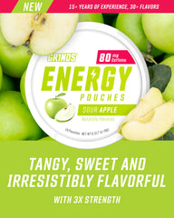 GRINDS Energy Pouches 80 mg caffeine close up shows potency and quick access.