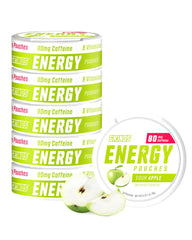 GRINDS Energy Pouches Sour Apple can highlights a sugar-free, zero-calorie energy option.