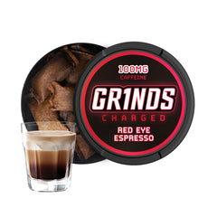 GRINDS Red Eye Espresso can front shows bold flavor and caffeine boost.