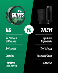 Grinds Wintergreen 10-pack cans shown for convenient energy options.