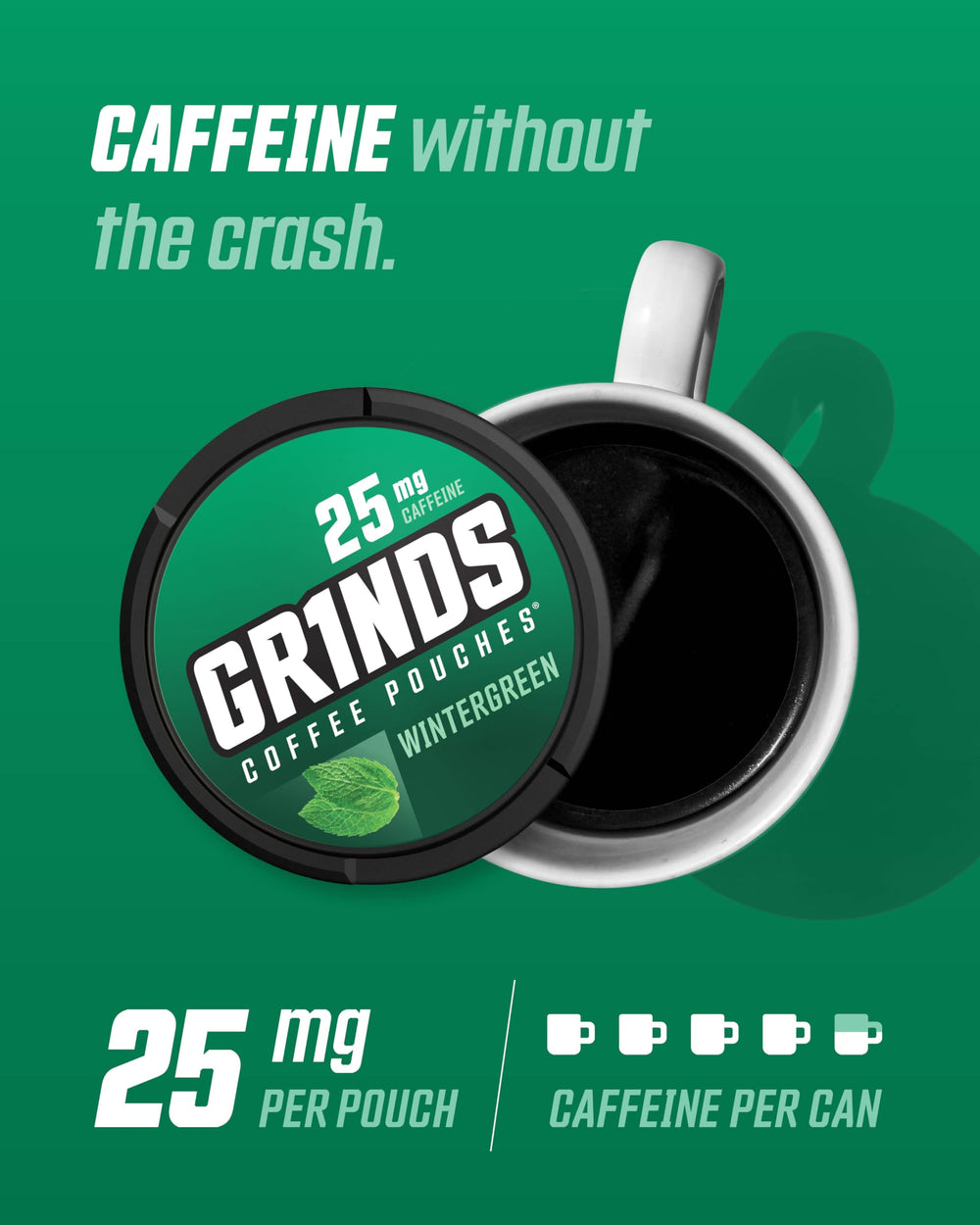 Grinds Wintergreen packaging display ideal for in-store browsing.