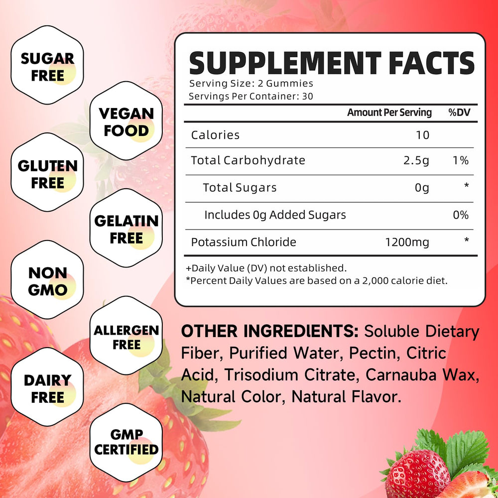 GrnLife potassium gummies strawberry flavor pack for convenient daily intake