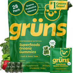 Grüns adult multivitamin gummies bottle for daily wellness.