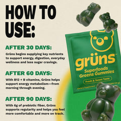 Grüns gummies with strawberry-green flavor suited to quick, tasty morning routine.