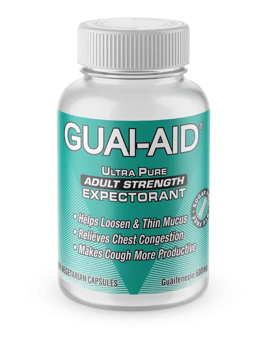 GUAI-AID bottle front view with dye-free vegan capsules for everyday use.