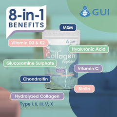 GUI 8in1 collagen shake prepared in a glass