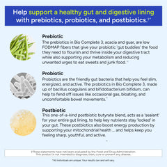 Gundry MD Bio Complete 3 probiotic blend visual emphasizing gut support