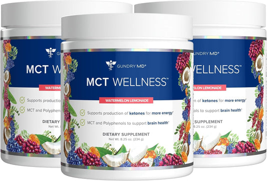 Gundry MD MCT Wellness Powder bottle in Watermelon Lemonade flavor for on-the-go energy