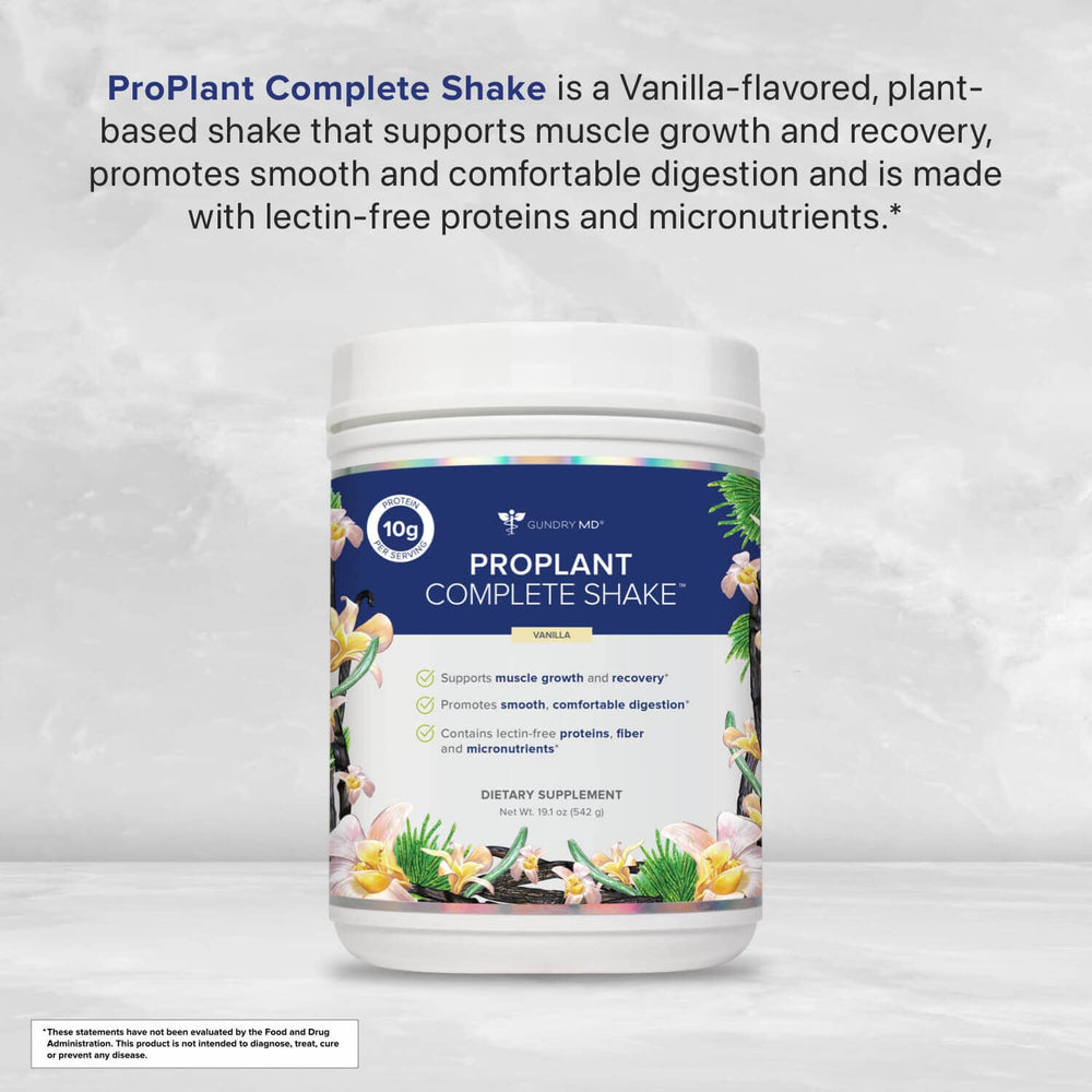 Stirred Gundry MD Pro Plant Complete Shake into a glass for a smooth, fiber-forward experience.